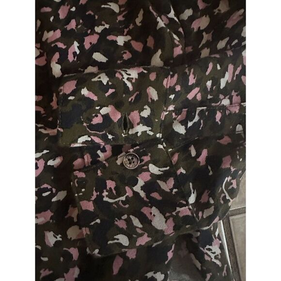 Zadig & Voltaire S Printed Lightweight V Neck Tunic Blouse Button Accent - Picture 4 of 7